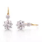 Round Cut Lab Diamond Earrings Two-Tone Leverback Drop Style