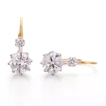 Round Cut Lab Diamond Earrings Two-Tone Leverback Drop Style