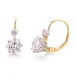 Round Cut Lab Diamond Earrings Two-Tone Leverback Drop Style
