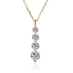 Round Cut Lab Diamond Pendant Necklace Linear Four Stone Drop