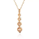 Round Cut Lab Diamond Pendant Necklace Linear Four Stone Drop - Image 2