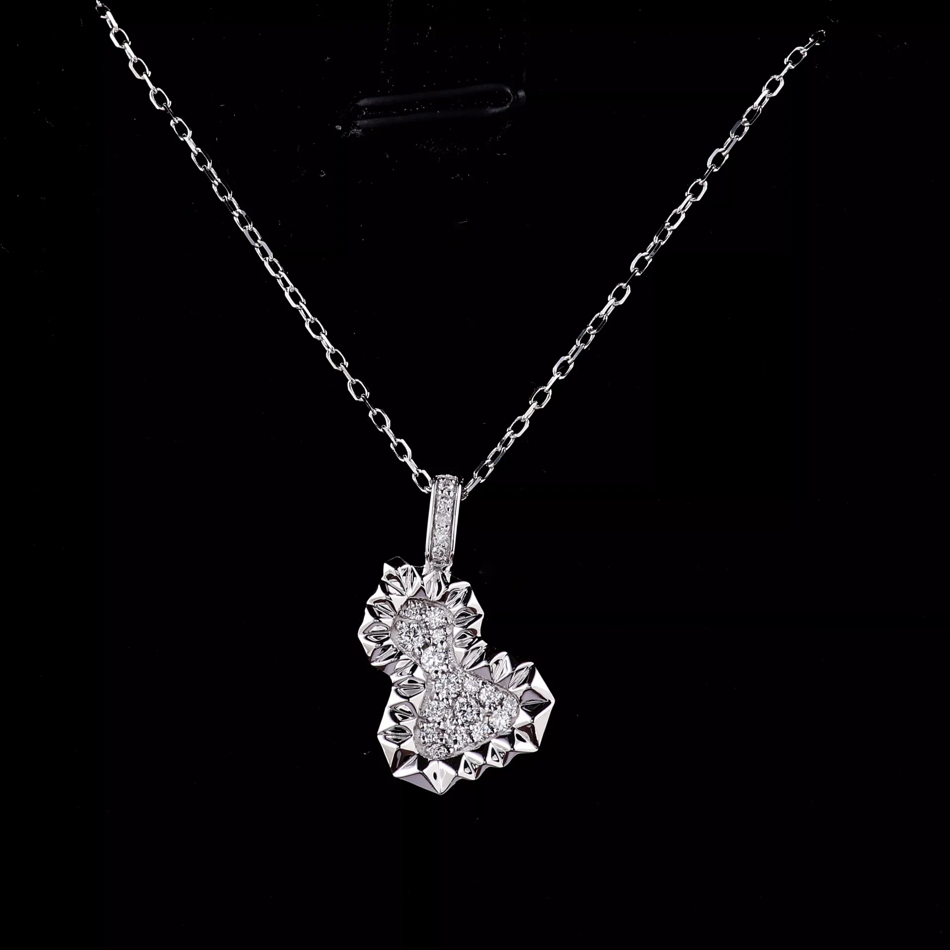 IMG_3735-scaled-1 Geometric Lab Diamond Gourd Pendant in 18k White Gold - Image 1
