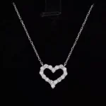 Open Heart Pavé Lab Diamond Pendant in 18k White Gold