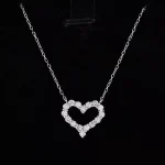 Open Heart Pavé Lab Diamond Pendant in 18k White Gold