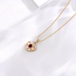 Celestial Ruby and Diamond Starburst Heart Pendant in 18k Yellow Gold(pendant only) - Image 6