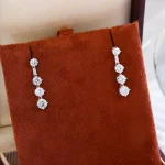 Classic Round Lab Diamond Dangle Earrings in 18k White Gold