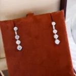 Classic Round Lab Diamond Dangle Earrings in 18k White Gold(Earring backs not included) - Image 6