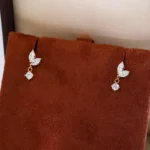 Marquise Leaf & Round Lab Diamond Drop Earrings in 18k Yellow Gold(Earring backs not included) - Image 6