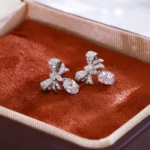 Pavé Lab Diamond Bow Drop Earrings with Oval Cut Dangle(Earring backs not included) - Image 6