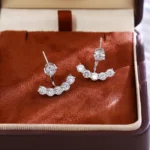 Versatile Round Lab Diamond Ear Jacket Earrings in 18k White Gold (Earring backs not included) - Image 6