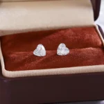 Solitaire Heart Cut Lab Diamond Stud Earrings in 18k White Gold(Earring backs not included) - Image 6