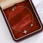 18k White Gold Marquise Diamond Clover Station Bracelet - Image 5