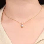 1ct Round Cut Lab Diamond Pendant Cushion Frame Solitaire Style (Pendant Only) - Image 4
