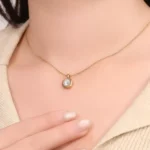 1ct Round Cut Lab Diamond Pendant Cushion Frame Solitaire Style (Pendant Only) - Image 5