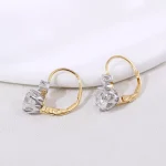Round Cut Lab Diamond Earrings Two-Tone Leverback Drop Style
