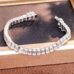 *165mm Sparkling Emerald Cut Moissanite Tennis Bracelet - Image 11