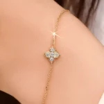 Round Cut Lab Diamond Bracelet Minimalist Geometric Star Motif - Image 4