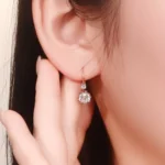 Round Cut Lab Diamond Earrings Two-Tone Leverback Drop Style - Image 5
