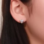 Heart Cut Lab Diamond Hoop Earrings Romantic Huggie Style - Image 3
