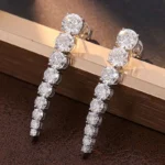 *Graduated Round Moissanite Linear Earrings - Image 2