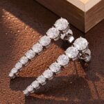 *Graduated Round Moissanite Linear Earrings - Image 3