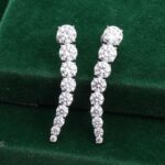 *Graduated Round Moissanite Linear Earrings - Image 6