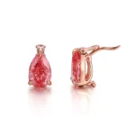 *Convertible Emerald and Pink Pear Cut Moissanite Drop Earrings - Image 3
