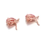 *Convertible Emerald and Pink Pear Cut Moissanite Drop Earrings - Image 4