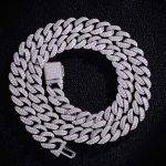 10MM Wide Double Row Moissanite Silver Cuban Chain (Beveled Edge)