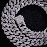 10MM Wide Double Row Moissanite Silver Cuban Chain (Beveled Edge)