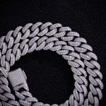 10MM Wide Double Row Moissanite Silver Cuban Chain (Beveled Edge)