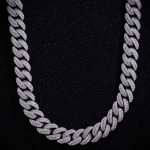 10MM Wide Double Row Moissanite Silver Cuban Chain (Beveled Edge)