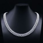 10MM Wide Double Row Moissanite Silver Cuba Chain