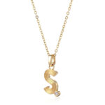 Personalized Initial S Pendant Necklace with Round Brilliant Moissanite Accent Stone(pendant only) - Image 2