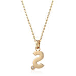 Personalized Initial S Pendant Necklace with Round Brilliant Moissanite Accent Stone(pendant only) - Image 3