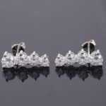 *tunning White Gold Round Cut Moissanite Stud Earrings - Image 4