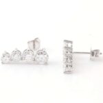 *tunning White Gold Round Cut Moissanite Stud Earrings - Image 3