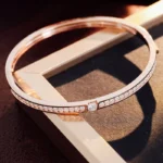 *Sleek Channel Set Round Cut Moissanite Rigid Bangle Bracelet - Image 3