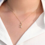 Personalized Initial S Pendant Necklace with Round Brilliant Moissanite Accent Stone(pendant only) - Image 4