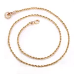 Dual-Cable Radiance Necklace | 18K Yellow Gold Rope Chain with Diamond Clasp & Prism-Link Accents​ - Image 2