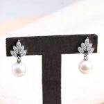 *Dazzling Marquise Moissanite Cluster Earrings with Suspended Freshwater Pearls - Image 3