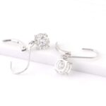 *Fabulous White Gold Round Cut Moissanite Drop Earrings - Image 4