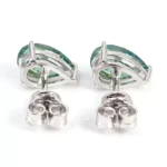 *Elegant Pear Cut Green Moissanite Solitaire Stud Earrings with Prong Setting - Image 3