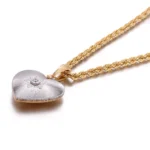 ​Bicolor Heart Pendant | 18K Yellow Gold & White Gold Pendant with Center Diamond (Pendant Only)​ - Image 3