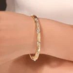 Radiance Arc Bracelet | Round-Cut Diamond 18K Flat Band with Star-Set Diamonds - Image 3