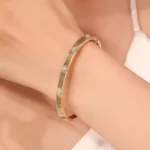 Radiance Arc Bracelet | Round-Cut Diamond 18K Flat Band with Star-Set Diamonds - Image 4