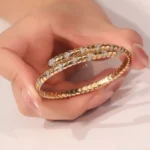 Serpentine Radiance Bracelet | 18K Yellow Gold Snake-Link Bracelet with Round-Cut Diamonds - Image 5