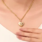 ​Bicolor Heart Pendant | 18K Yellow Gold & White Gold Pendant with Center Diamond (Pendant Only)​ - Image 4