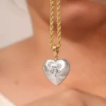 ​Bicolor Heart Pendant | 18K Yellow Gold & White Gold Pendant with Center Diamond (Pendant Only)​ - Image 5