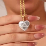 ​Bicolor Heart Pendant | 18K Yellow Gold & White Gold Pendant with Center Diamond (Pendant Only)​ - Image 6